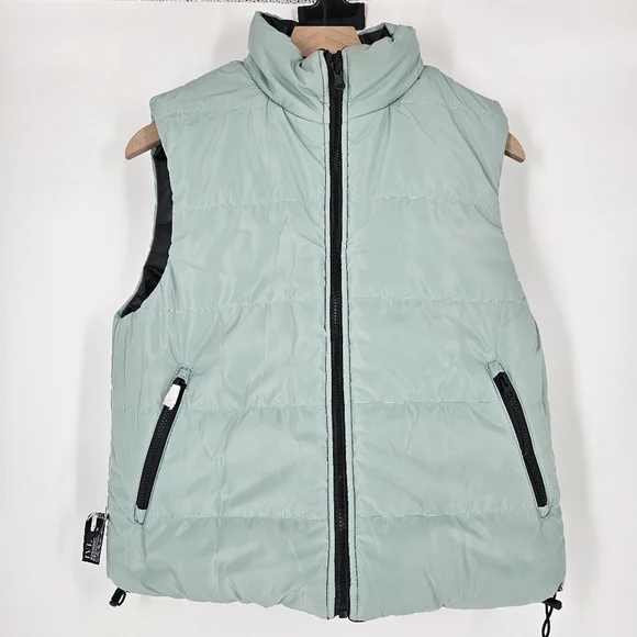 IVL Collective Revolve Black & Green Faux Leather Reversible Puffer Vest - Picture 2 of 14